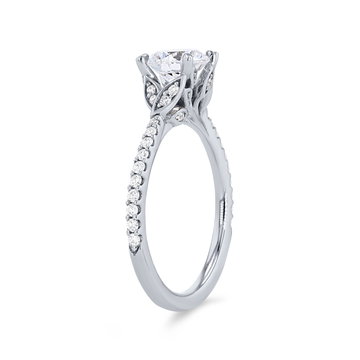 Artcarved Floral Pave Engagement Setting In White Gold 14K