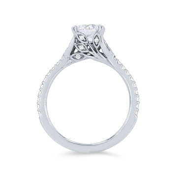 Artcarved Floral Pave Engagement Setting In White Gold 14K
