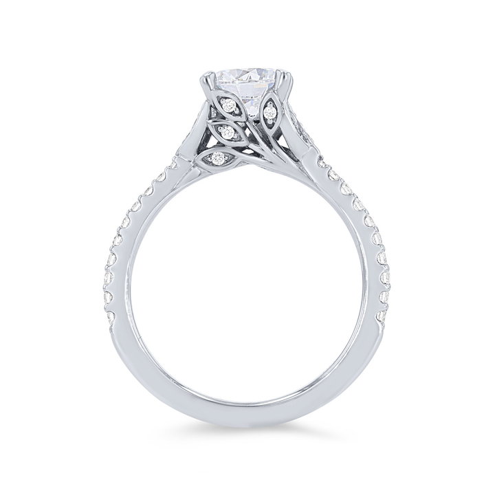 Artcarved Floral Pave Engagement Setting In White Gold 14K