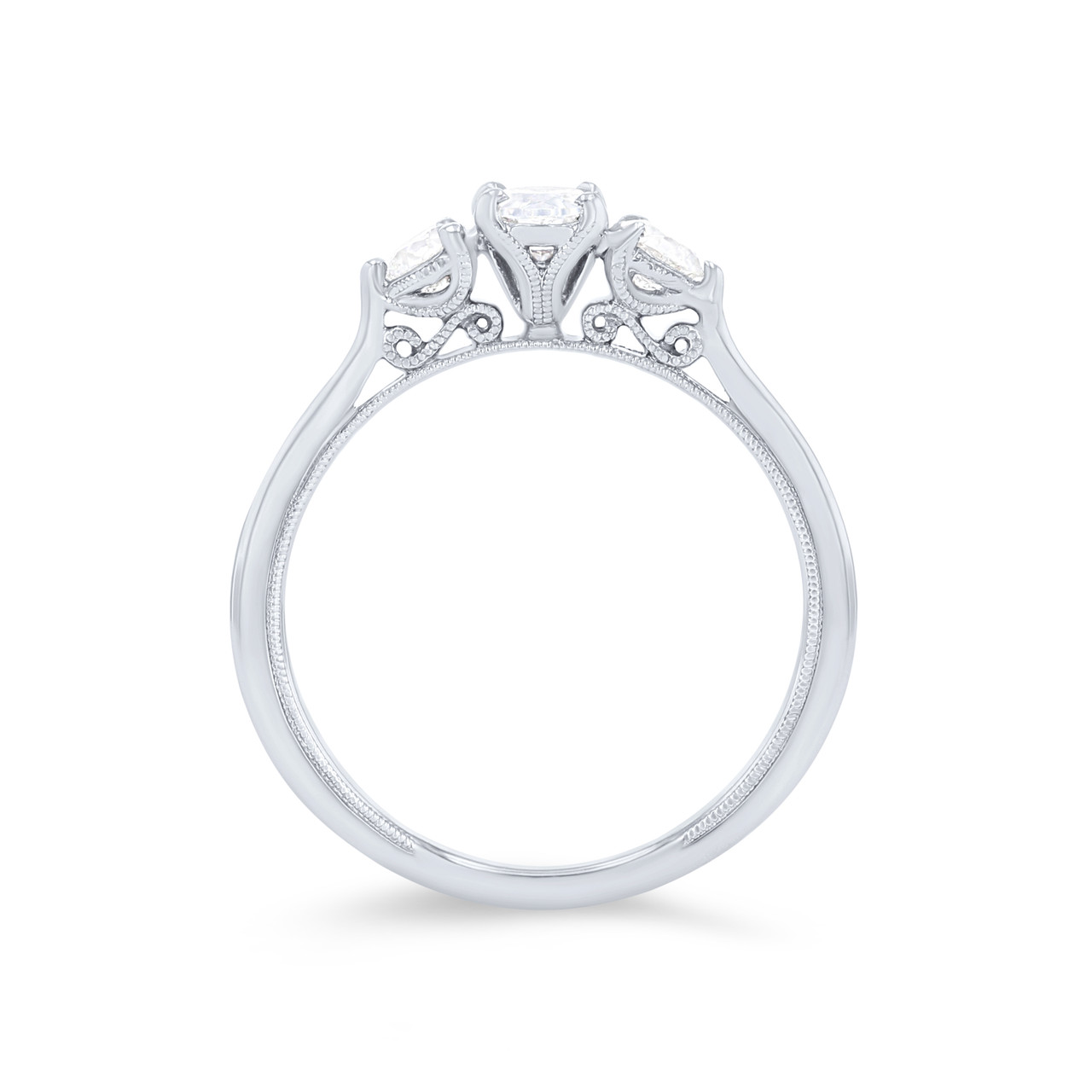 Kirk Kara Stella Three Stone Round Diamond Engagement Setting 3