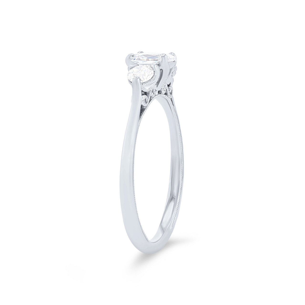 Kirk Kara Stella Three Stone Round Diamond Engagement Setting 1
