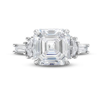Three Stone Cadillac Diamond Engagement Setting by C. Gonshor In White Gold 14K
