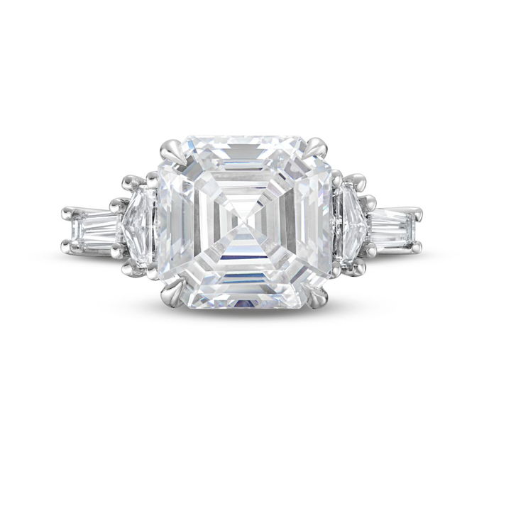 Three Stone Cadillac Diamond Engagement Setting by C. Gonshor In White Gold 14K