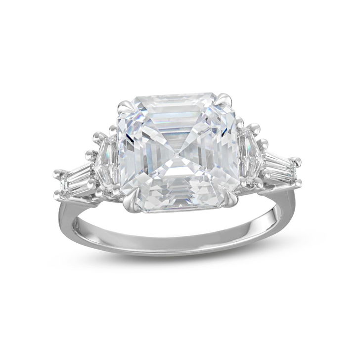 Three Stone Cadillac Diamond Engagement Setting by C. Gonshor In White Gold 14K