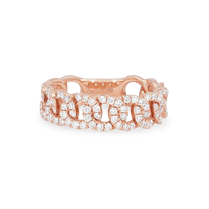 Diamond Chain Link Band In Rose Gold 18K