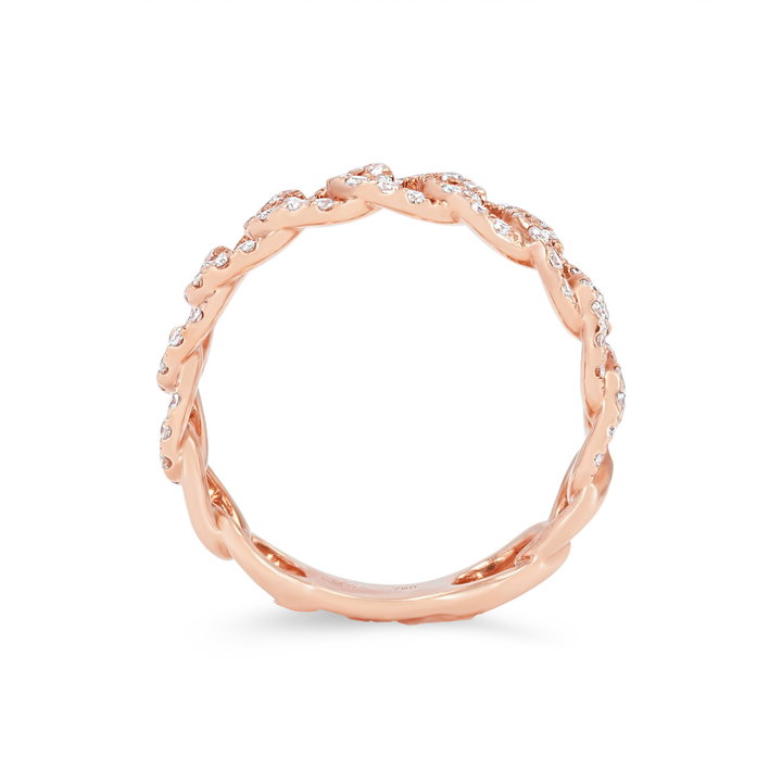 Diamond Chain Link Band In Rose Gold 18K