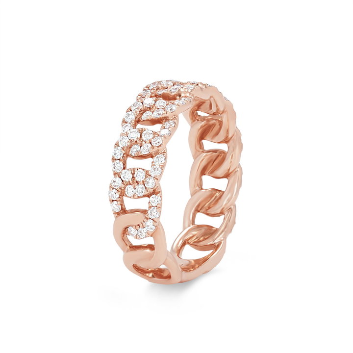 Diamond Chain Link Band In Rose Gold 18K