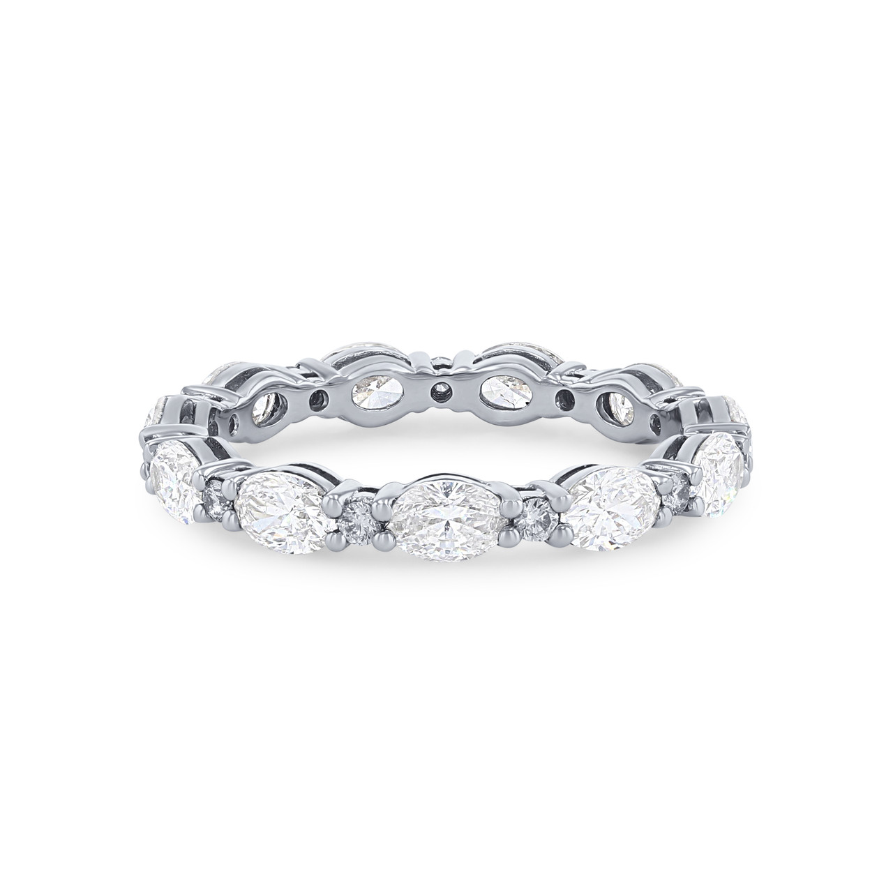 Alternating Oval and Round Diamond Eternity Wedding Band 0