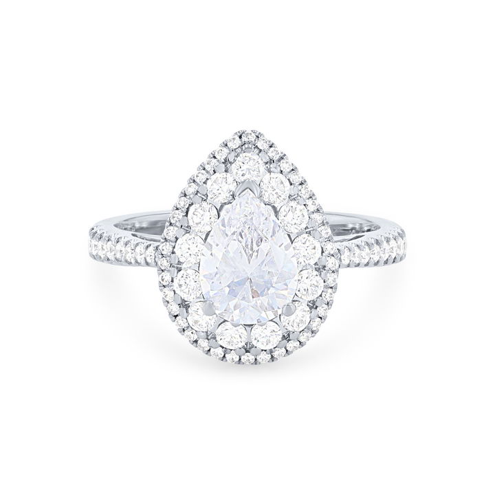 Rose Gold 18K Simon G. Cathedral Double Pear Halo Engagement Setting