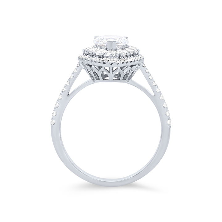 Rose Gold 18K Simon G. Cathedral Double Pear Halo Engagement Setting