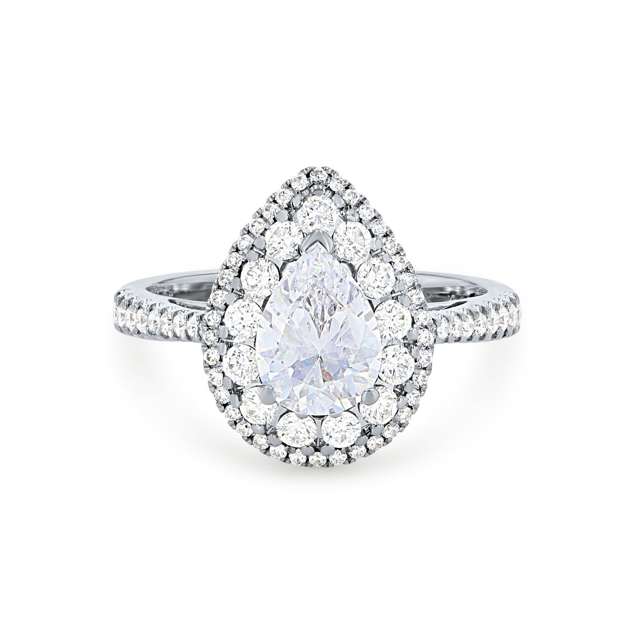Simon G. Cathedral Double Pear Halo Engagement Setting 0