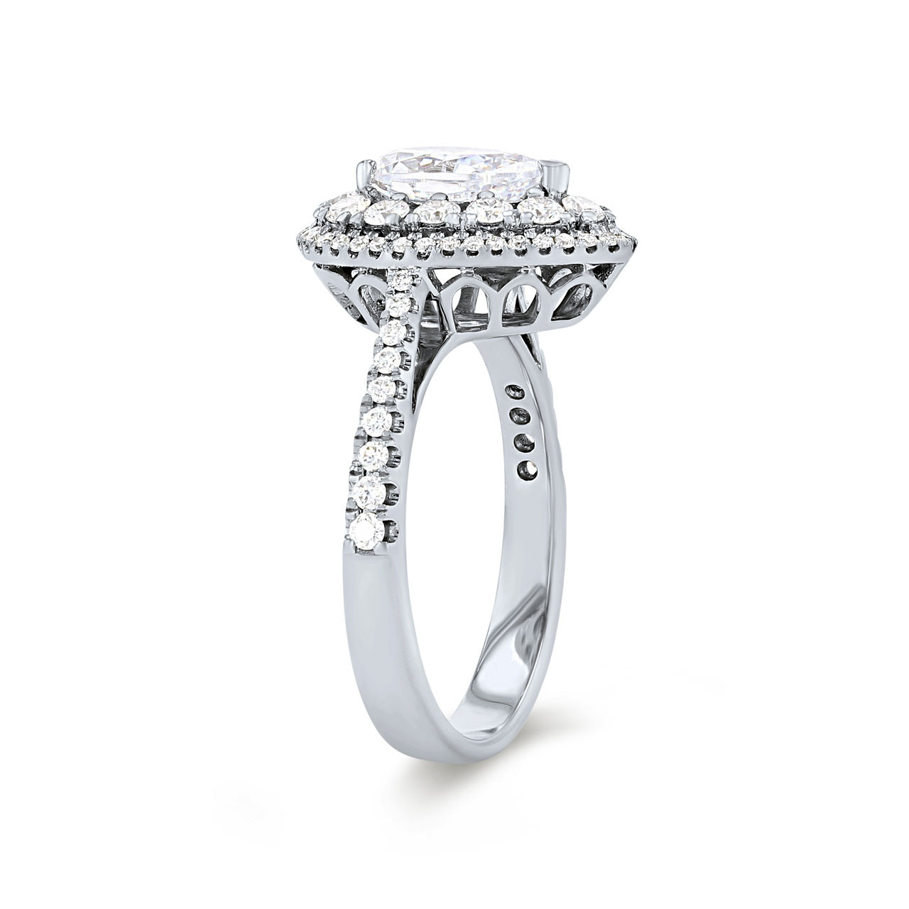 Simon G. Cathedral Double Pear Halo Engagement Setting 1