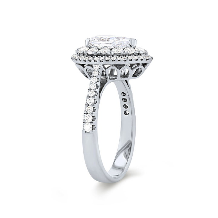 Simon G. Cathedral Double Pear Halo Engagement Setting In Rose Gold 18K
