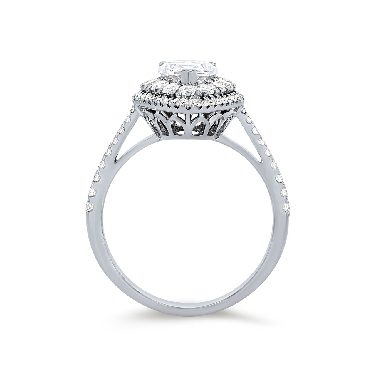 Simon G. Cathedral Double Pear Halo Engagement Setting 2
