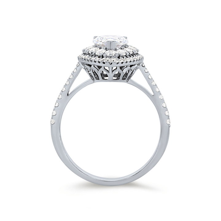 Simon G. Cathedral Double Pear Halo Engagement Setting In Rose Gold 18K