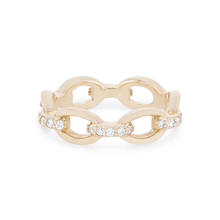 Diamond Chain Link Ring In Yellow Gold 14K