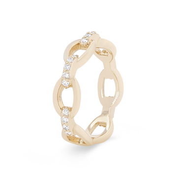 Diamond Chain Link Ring In Yellow Gold 14K