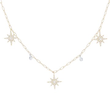 Diamond Celestial Station Necklace In Yellow Gold 14K