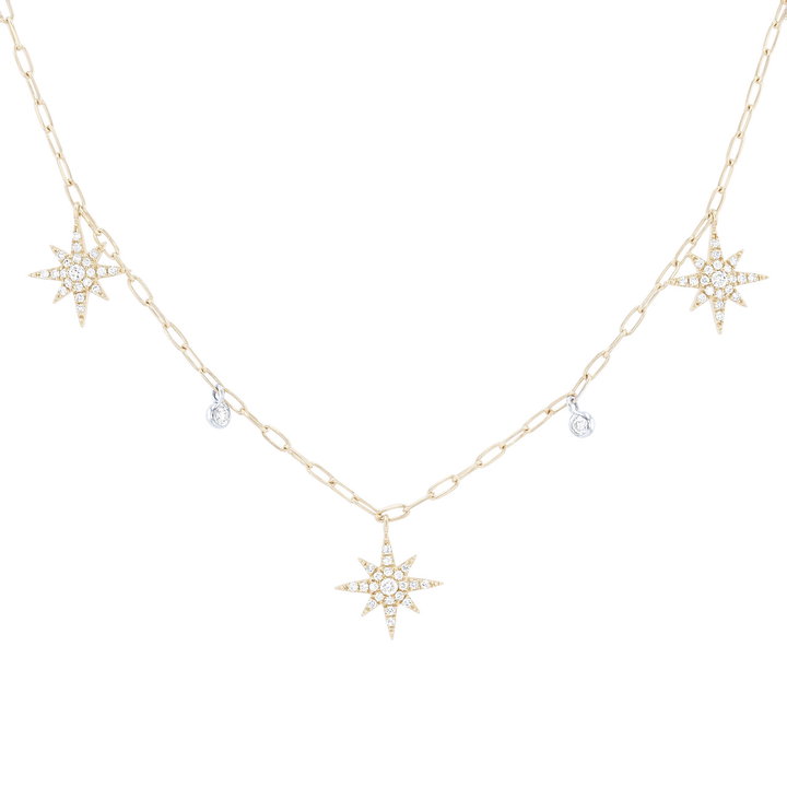 Diamond Celestial Station Necklace In Yellow Gold 14K