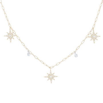 Diamond Celestial Station Necklace In Yellow Gold 14K