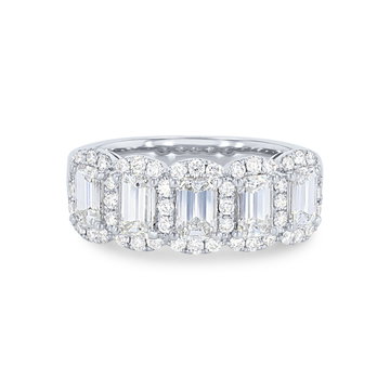 Emerald Diamond Halo Ring In Rose Gold 14K