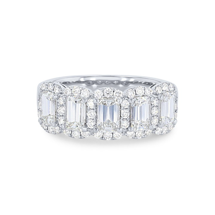 Emerald Diamond Halo Ring In Rose Gold 14K