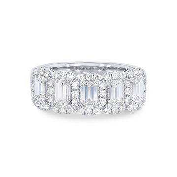 Emerald Diamond Halo Ring In Rose Gold 14K