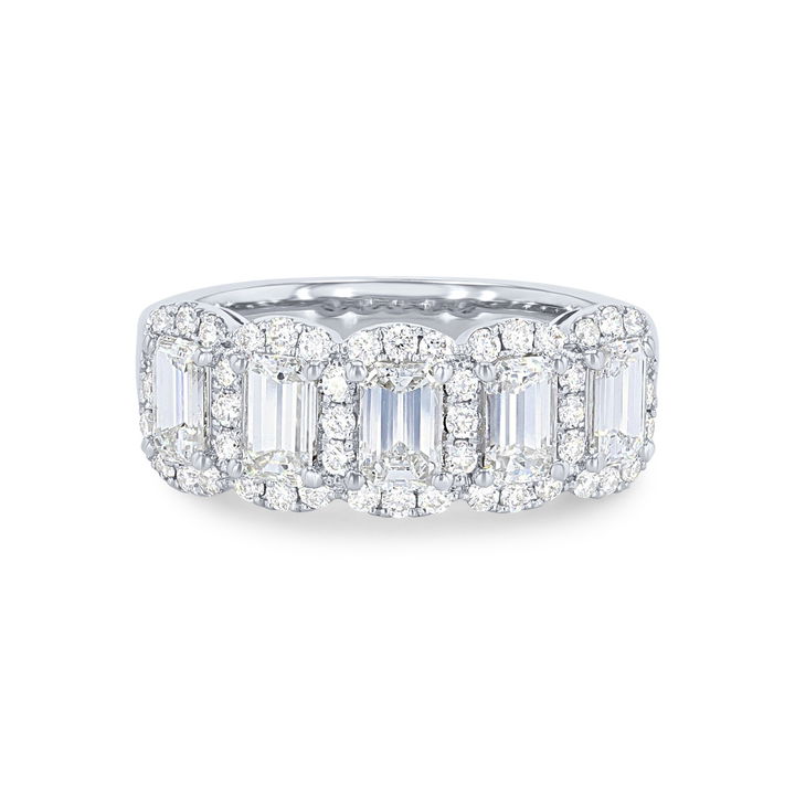 Emerald Diamond Halo Ring In Rose Gold 14K