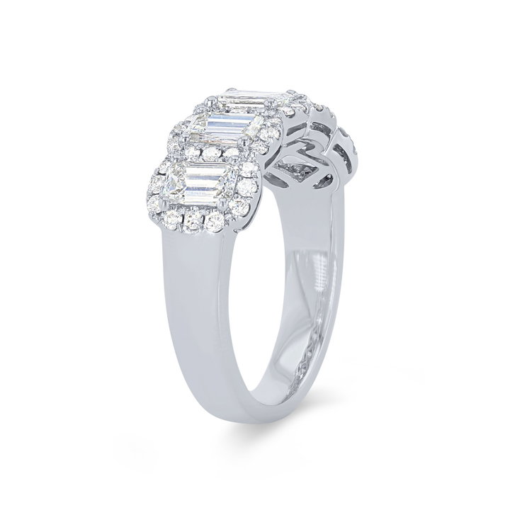 Emerald Diamond Halo Ring In Rose Gold 14K