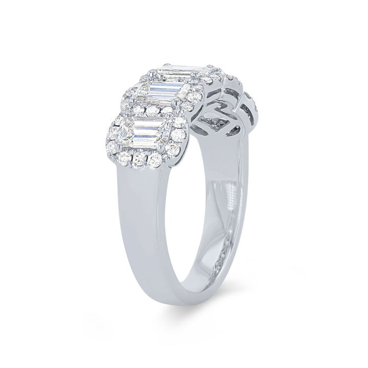 Emerald Diamond Halo Ring In Rose Gold 14K
