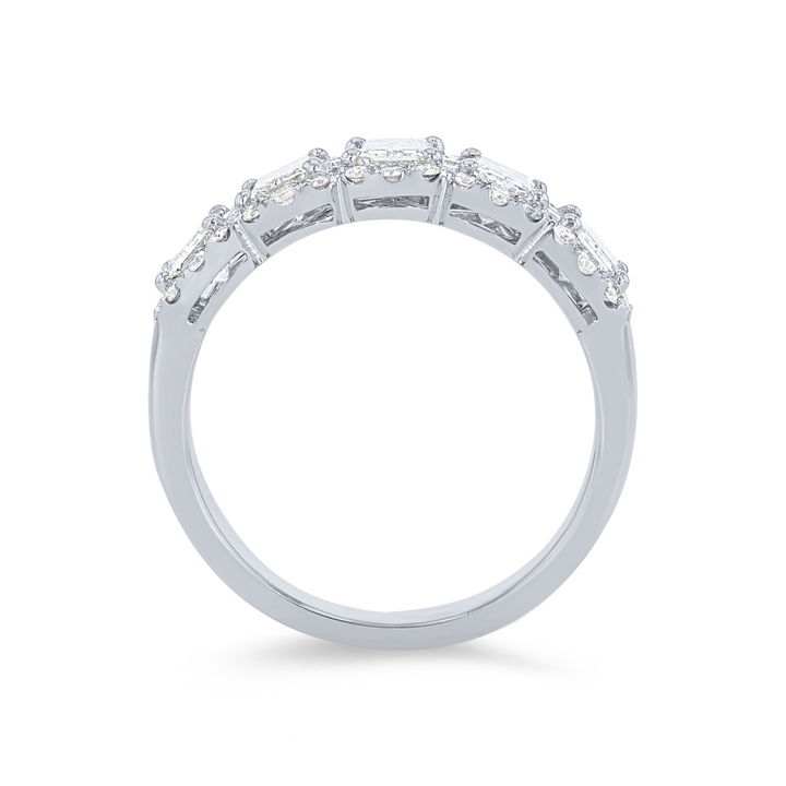 Emerald Diamond Halo Ring In Rose Gold 14K