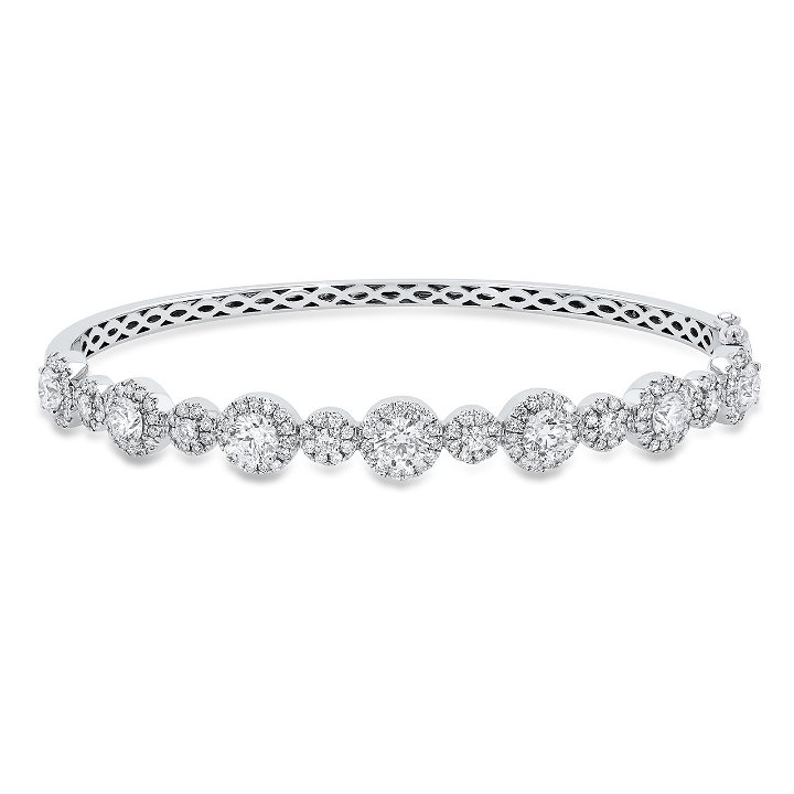 White Gold 14K Diamond Halo Bangle Bracelet