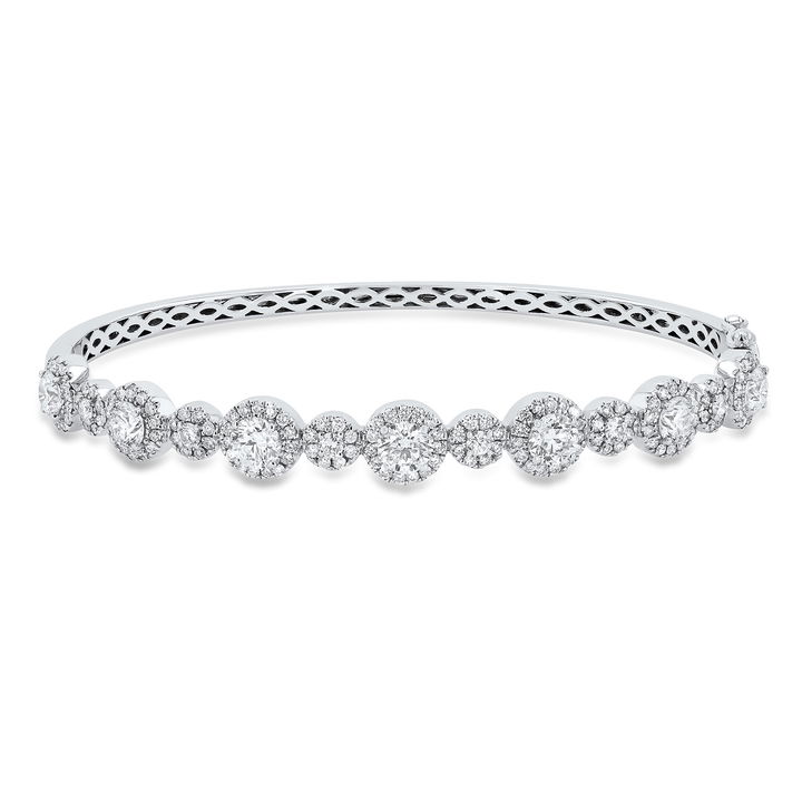 White Gold 14K Diamond Halo Bangle Bracelet