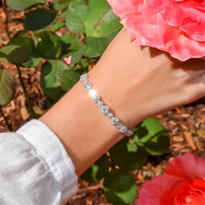 White Gold 14K Diamond Halo Bangle Bracelet