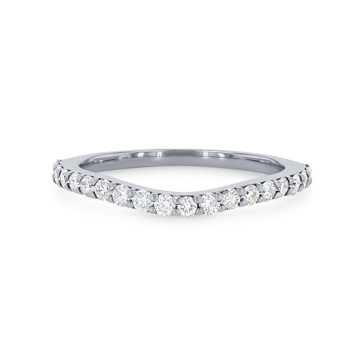 True Romance Curved Diamond Wedding Band In White Gold 14K