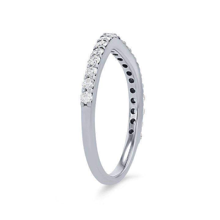 True Romance Curved Diamond Wedding Band In White Gold 14K