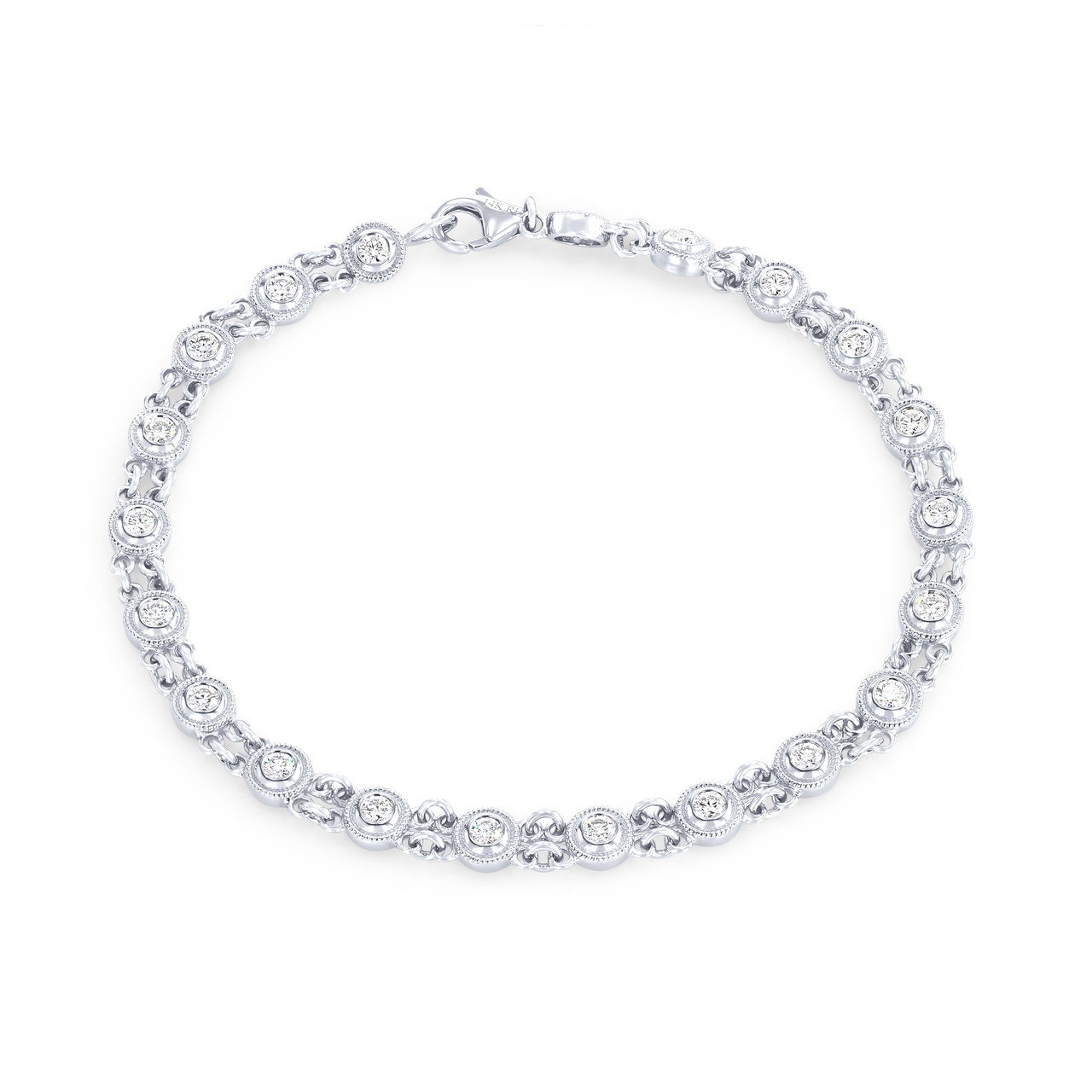 Milgrain Bezel Link Diamond Bracelet