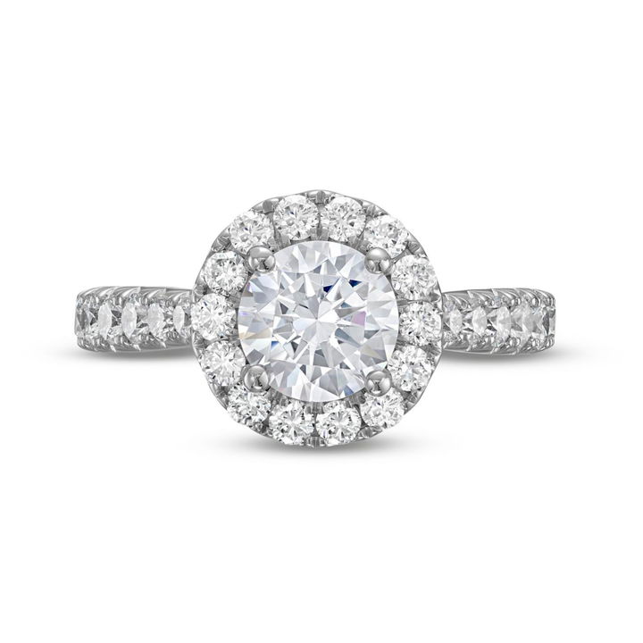 White Gold 14K Round Halo Graduated Diamond Engagement Setting by Diamonds Direct Designs