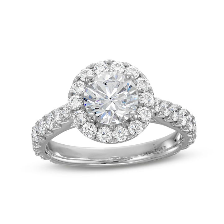 White Gold 14K Round Halo Graduated Diamond Engagement Setting by Diamonds Direct Designs