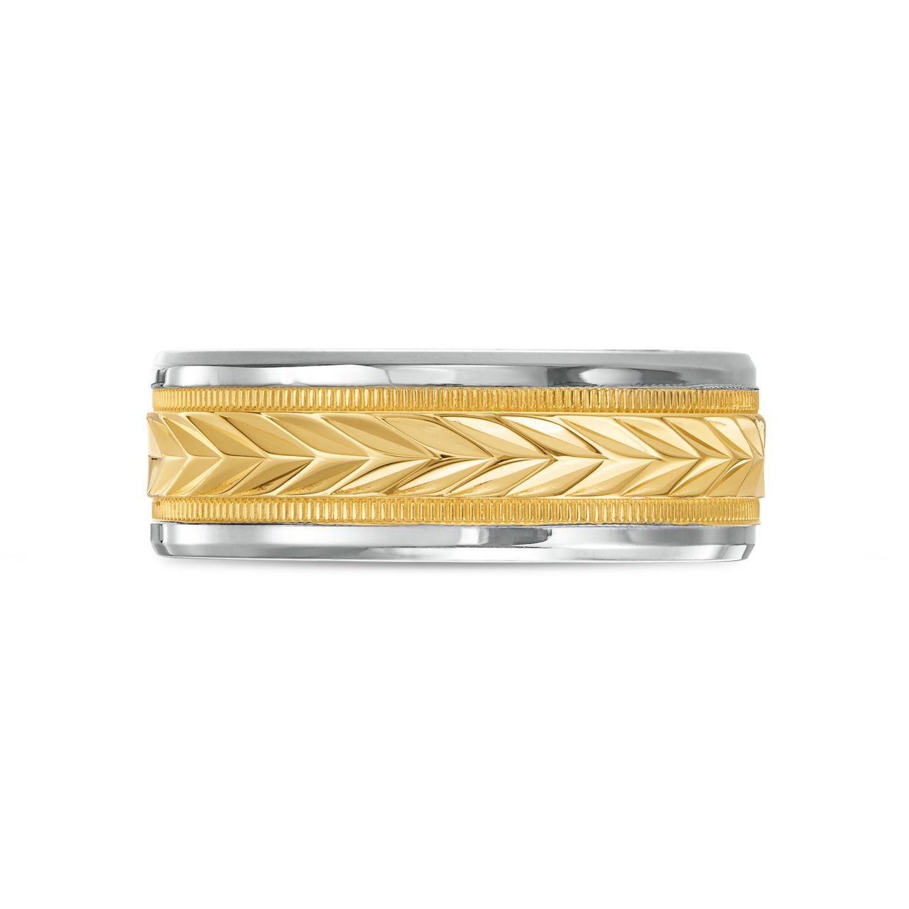 Chevron Milgrain 8mm Wedding Band