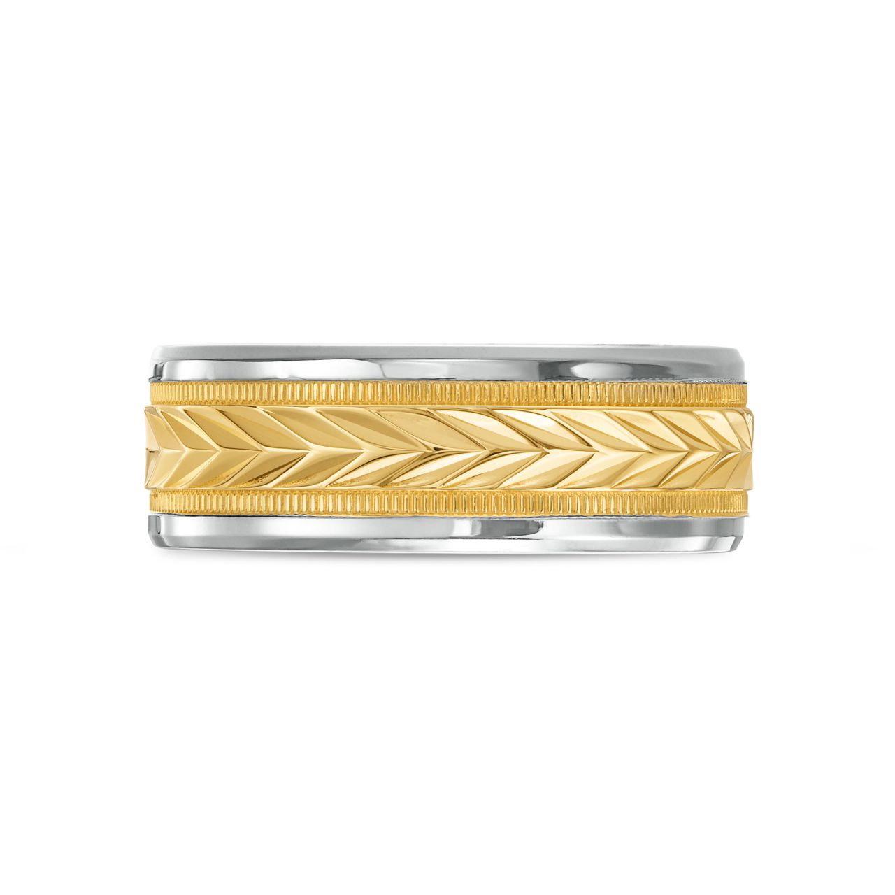 Chevron Milgrain 8mm Wedding Band 0
