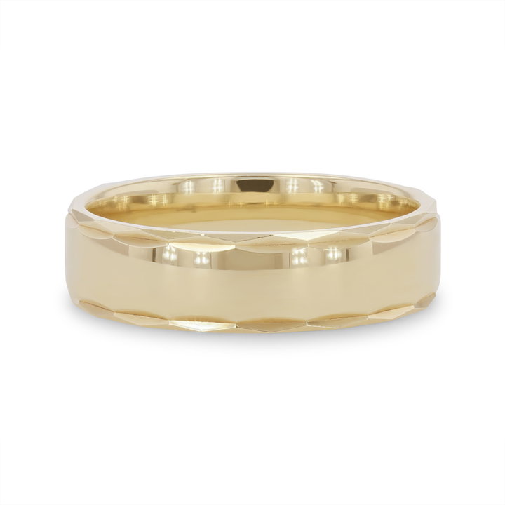 Geometric Edge 6mm Wedding Band In Yellow Gold 14K