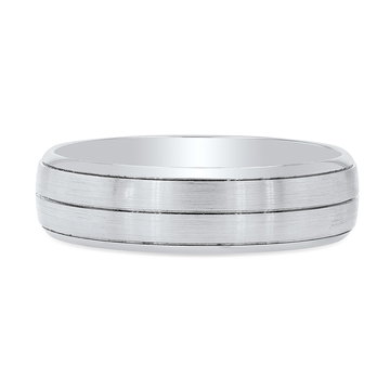 Matte Line Detail 6mm Wedding Band In White Gold 14K
