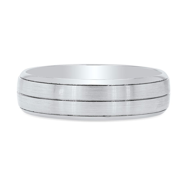 Platinum Matte Line Detail 6mm Wedding Band