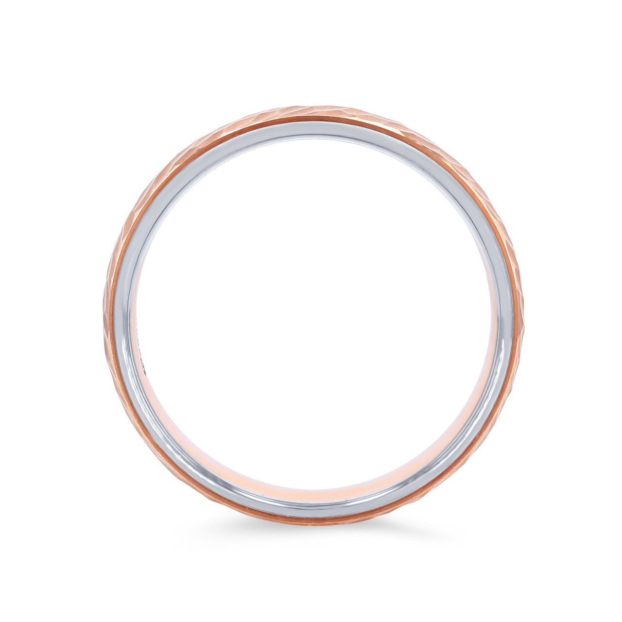 Two Tone Hammered 6mm Wedding Band