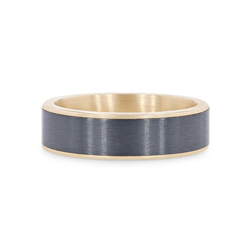 Titanium and 14k Gold Edge 6.5mm Wedding Band In White Gold/titanium 14K