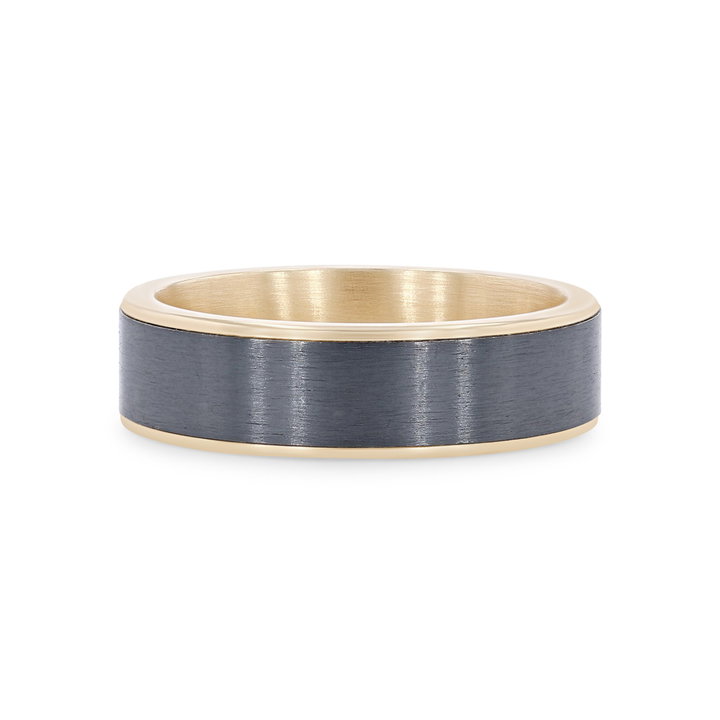 Titanium and 14k Gold Edge 6.5mm Wedding Band In White Gold/titanium 14K