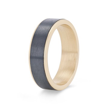 Titanium and 14k Gold Edge 6.5mm Wedding Band In White Gold/titanium 14K
