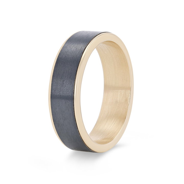 Titanium and 14k Gold Edge 6.5mm Wedding Band In White Gold/titanium 14K