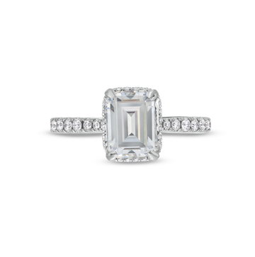 Emerald Hidden Halo Engagement Setting by Adorette In White Gold 14K